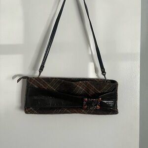 Mucros Weavers Plaid Clutch with Black Strap